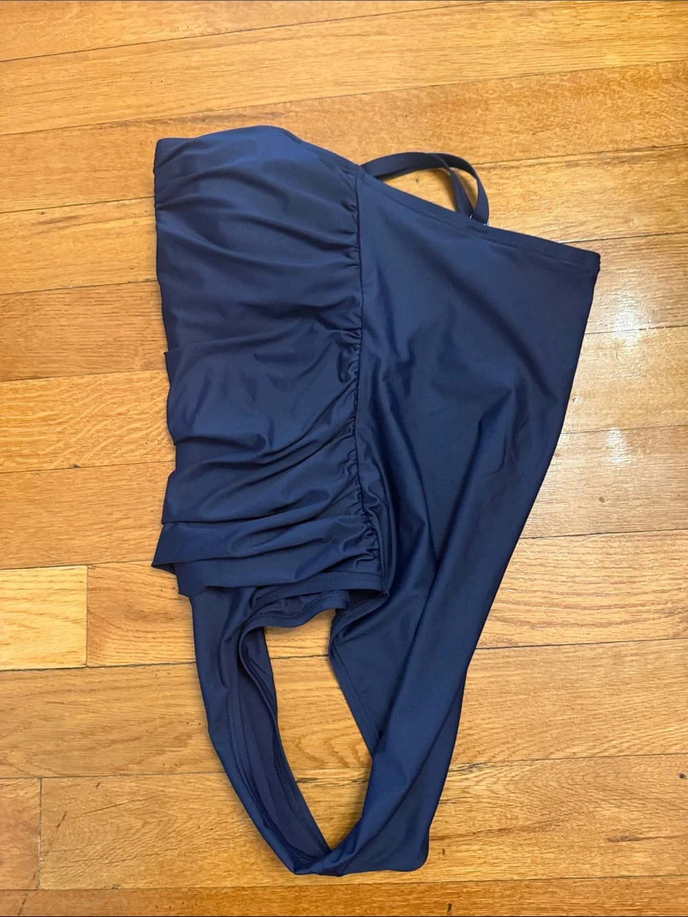 DKNY Navy One-Piece Swimsuit with Adjustable & Removeable Straps square neck - Picture 5 of 6